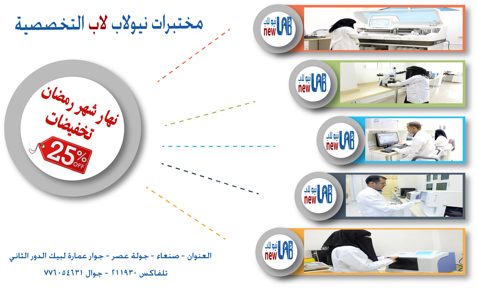 بمناسبة شهر رمضان الكريم  تعمل مختبرات نيولاب التخصصية تخفيض 25% طول نهار شهر رمضان المبارك